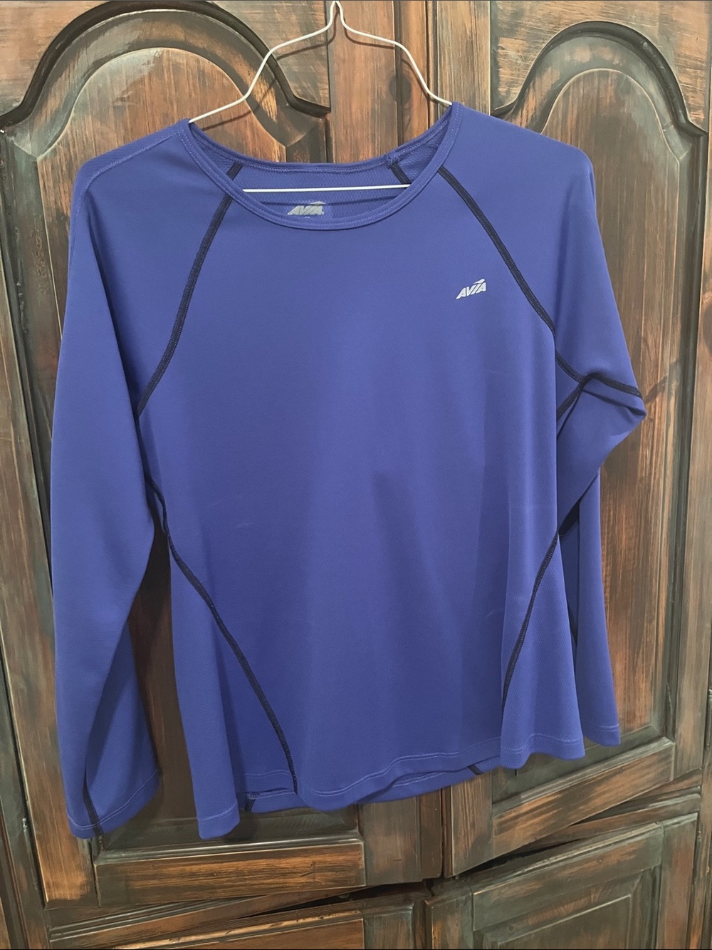 Avia Women's Long-Sleeve Performance Top in Royal Blue with Black Stitching